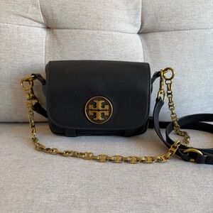 Tory Burch Black Crossbody Bag with Gold Chain